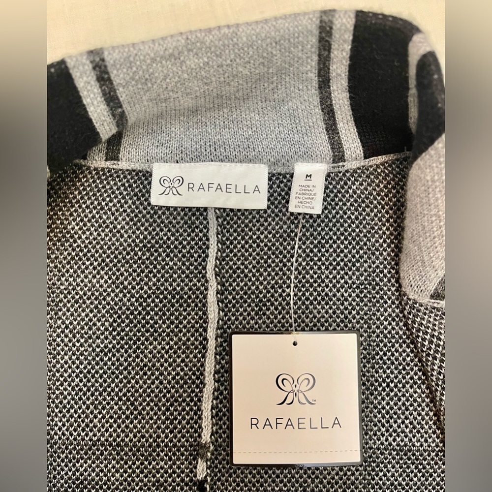 Rafaella Women’s Plaid Zipper Poncho Sweater – Gray & Black Cape Style (NWT) - Picture 4 of 8